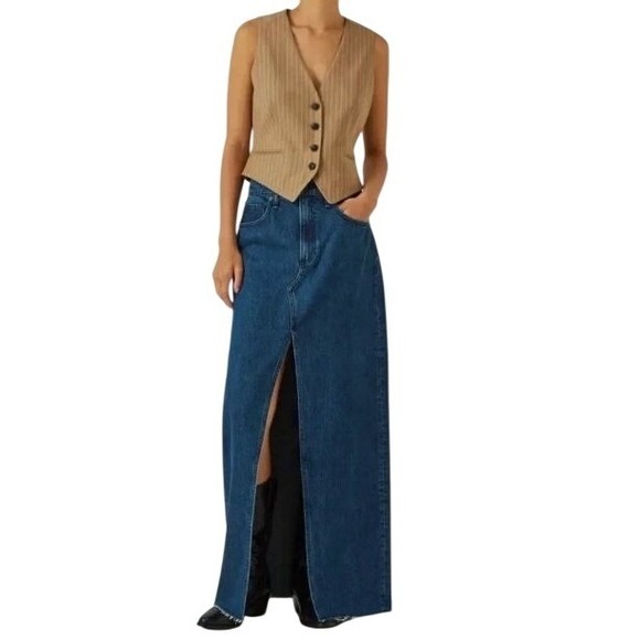 rag & bone Dresses & Skirts - rag & bone Blue Denim Maxi Skirt with Front Slit